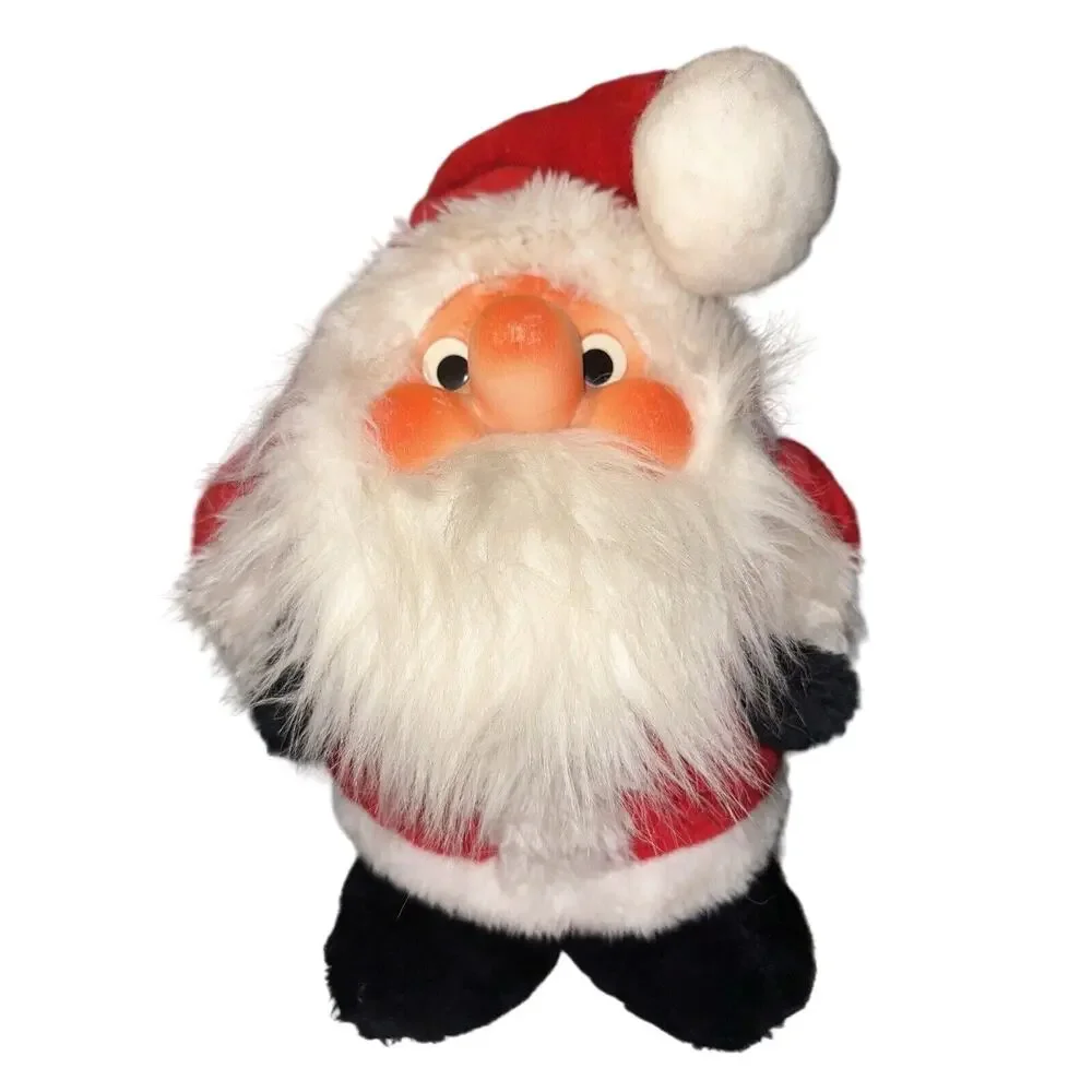 VINTAGE 1984 Rennoc Standing Fat Santa Plush Figure Chubby 15x8